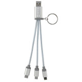 Metallic Braided 3-in-1 Custom Charging Cable Keychain - view 6
