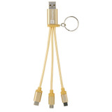 Metallic Braided 3-in-1 Custom Charging Cable Keychain - view 1