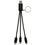 Metallic Braided 3-in-1 Custom Charging Cable Keychain - view 2