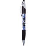 Crystal Light-Up Stylus Custom Pens w/ Ribbed Rubber Grip