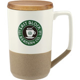 Ceramic Custom Coffee Mug w/ Wood Lid - 16 oz. - view 3