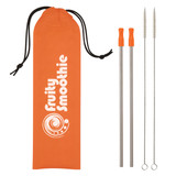 2-Pack Stainless Steel Custom Straw w/ Travel Pouch - view 4