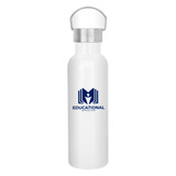 Recycled Stainless Steel Custom Water Bottle w/ Carry Handle - 28 oz.