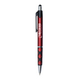 Retractable Custom Stylus Pen w/Patterned Rubber Grip - view 1