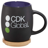 Two-Tone Ceramic Logo Mug w/ Wooden Lid/Coaster - 15 oz. - view 2