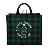 Buffalo Plaid Custom Jute Tote - 17"w x 20"h x 12"d