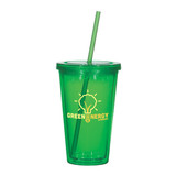 Double Wall Acrylic Promotional Tumbler w/ Straw - 16 oz.