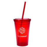 Flexible Double Wall Promotional Tumbler w/ Straw - 16 oz.
