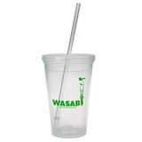 Flexible Double Wall Promotional Tumbler w/ Straw - 16 oz. - view 2