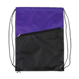 Two-Tone Custom Drawstring Backpack w/ Zipper - 13