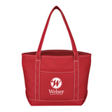 Cotton Canvas Boat Style Printed Tote Bags - 19