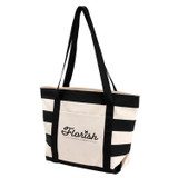 Striped Accent Custom Logo Boat Tote - 18"w x 13"h x 6"d