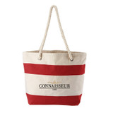 Cotton Canvas Custom Boat Tote w/ Rope Handles - 18.75"w x 12.75"h x 6.75"d