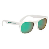 White Rubberized Mirrored Custom Sunglasses w/ Colored Lenses
