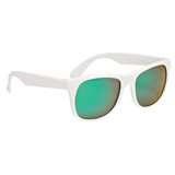 White Rubberized Mirrored Custom Sunglasses w/ Colored Lenses - view 3