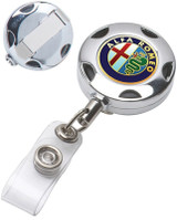 Full Color Chrome Retractable Sporty Custom Badge Reel