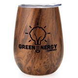 Vacuum Insulated Wood Grain Promotional Wine Tumbler - 10 oz.