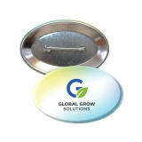 Oval Safety Pin Back Custom Button - 2.75" x 1.75"