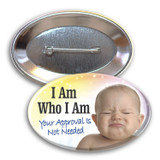 Oval Safety Pin Back Custom Button - 2.75