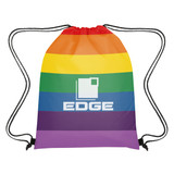 Custom Rainbow Drawstring Sports Bag - 14"w x 18"h