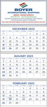 Three Month Display Custom Commercial Calendar