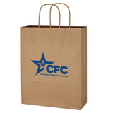 Kraft Paper Custom Logo Shopping Bag - 10"w x 13"h