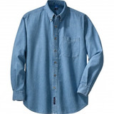 Port & Company® Long Sleeve Value Denim Logo Shirt - view 2