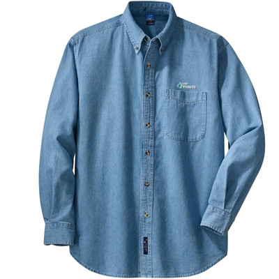 Port & Company® Long Sleeve Value Denim Logo Shirt