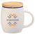 Two-Tone Ceramic Logo Mug w/ Wooden Lid/Coaster - 15 oz.