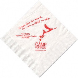 1-Ply White Custom Beverage Napkins - 5"w x 5"h