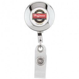 Color Dome Retractable Chrome ID Badge Holder - Round