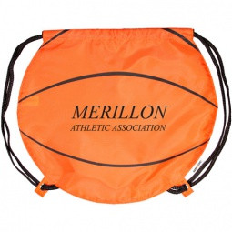 GameTime! Imprinted Basketball Drawstring Backpack - 17"w x 14.5"h