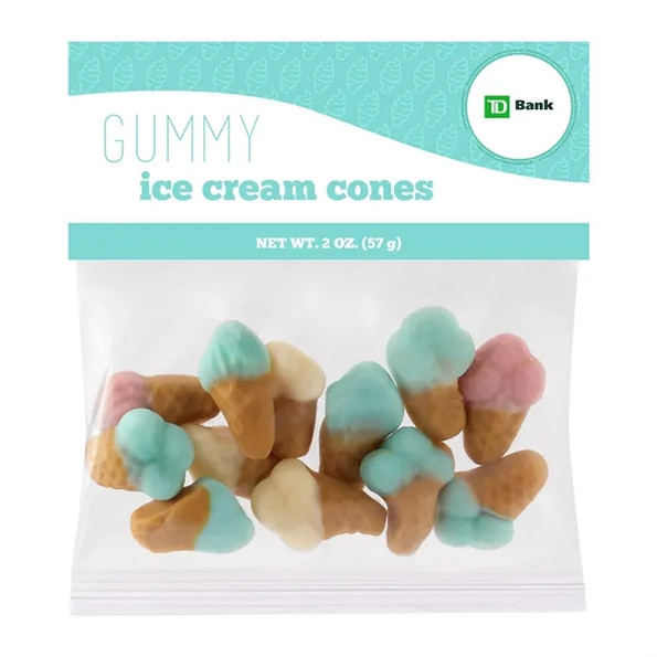 Promotional Gummy Ice Cream Cones Header Bag