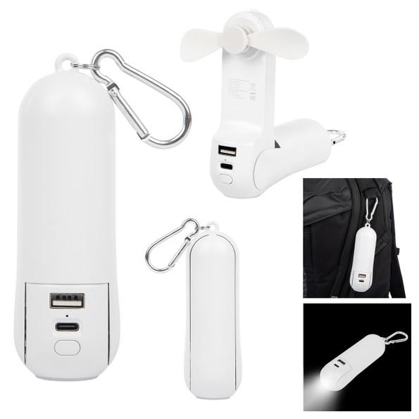 Promotional 3-in-1 Power Bank: Fan & Flashlight Combo