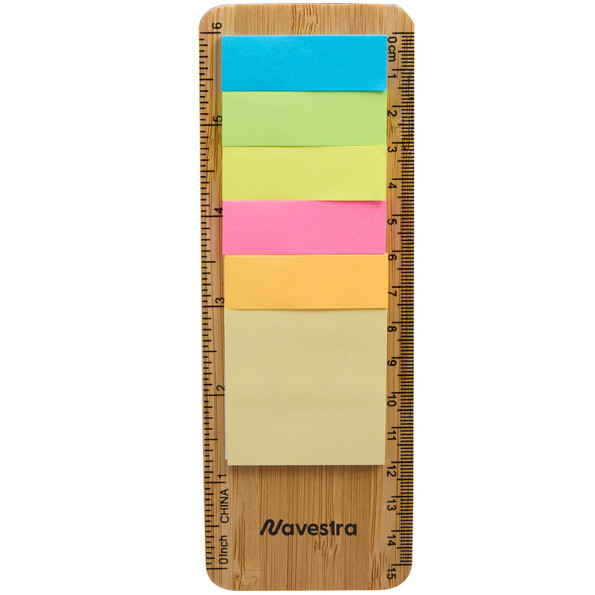 FSC Bamboo Promotional Ruler w/ Colorful Sticky Notes