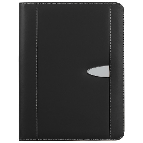 Bonded Leather Zippered Branded Portfolio w/ Calculator - 10"w x 13.25"h