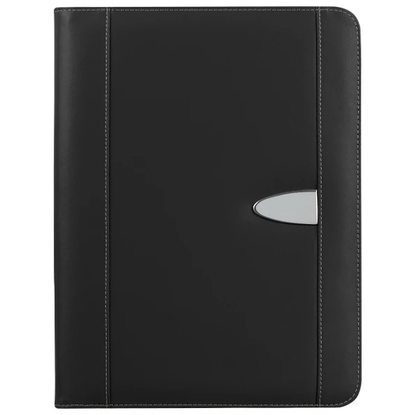 Bonded Leather Zippered Branded Portfolio w/ Calculator - 10"w x 13.25"h
