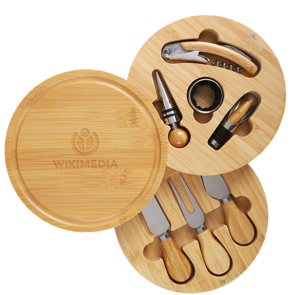 Custom Logo Swivel Top Bamboo Cheese Board Set