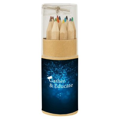 12‑Piece Custom Logo Colored Pencil Set In Tube w/ Sharpener