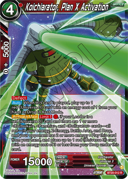 BT20-012: Koichiarator, Plan X Activation