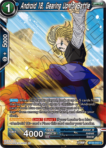 BT20-042: Android 18, Gearing Up for Battle