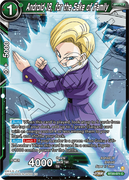 BT20-071: Android 18, for the Sake of Family