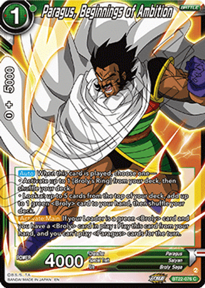 BT22-076: Paragus, Beginnings of Ambition