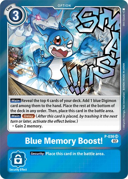 P-036: Blue Memory Boost! (RB01 Textured Foil Reprint)
