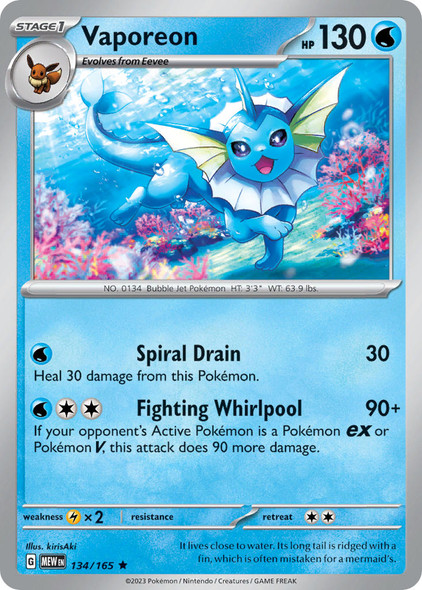 134/165: Vaporeon (Reverse Holo)