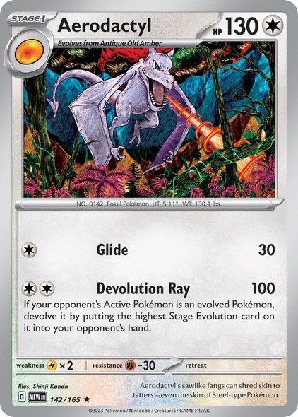 142/165: Aerodactyl (Reverse Holo)