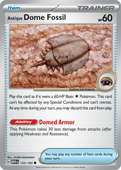 152/165: Antique Dome Fossil (Reverse Holo)