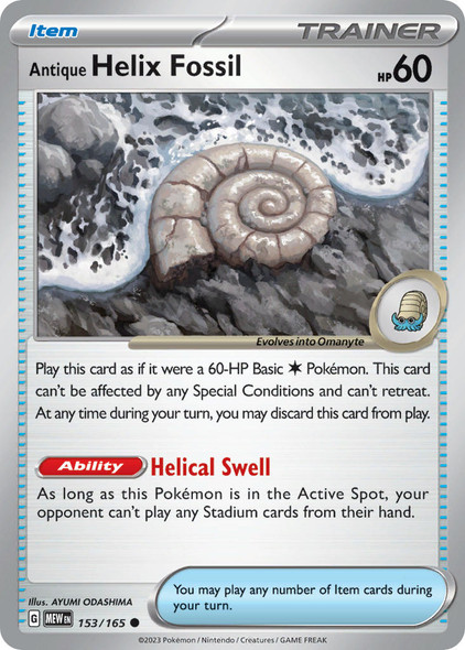 153/165: Antique Helix Fossil (Reverse Holo)