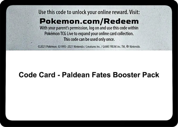 Paldean Fates: Code Card Booster Pack (216 Cards)