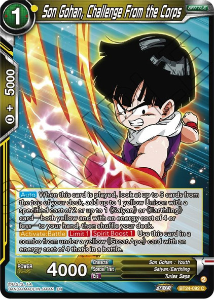 BT24-092: Son Gohan, Challenge From the Corps